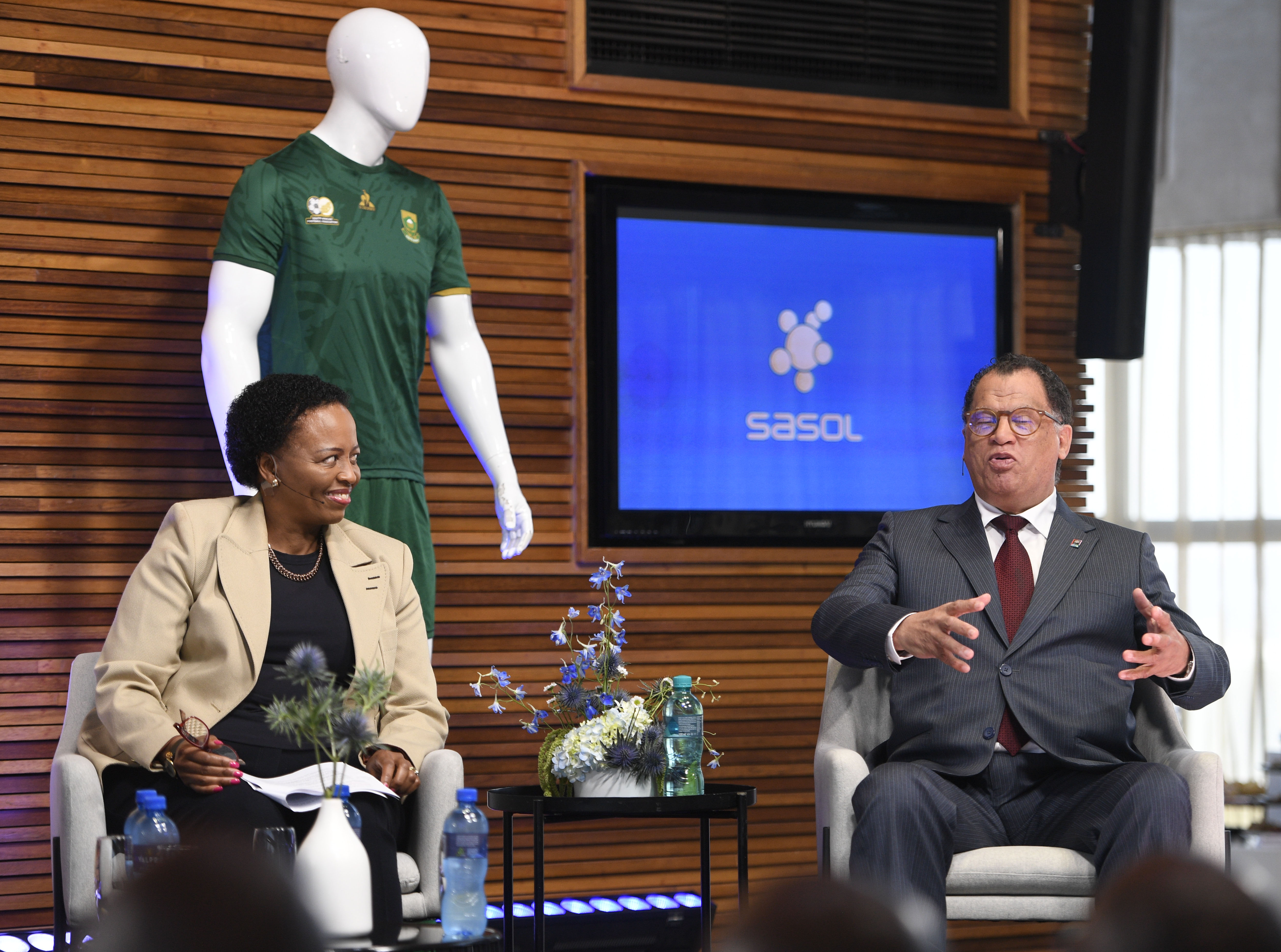 SASOL Executive Vice President, Charlotte Mokoena, and SAFA President Danny Jordaan.