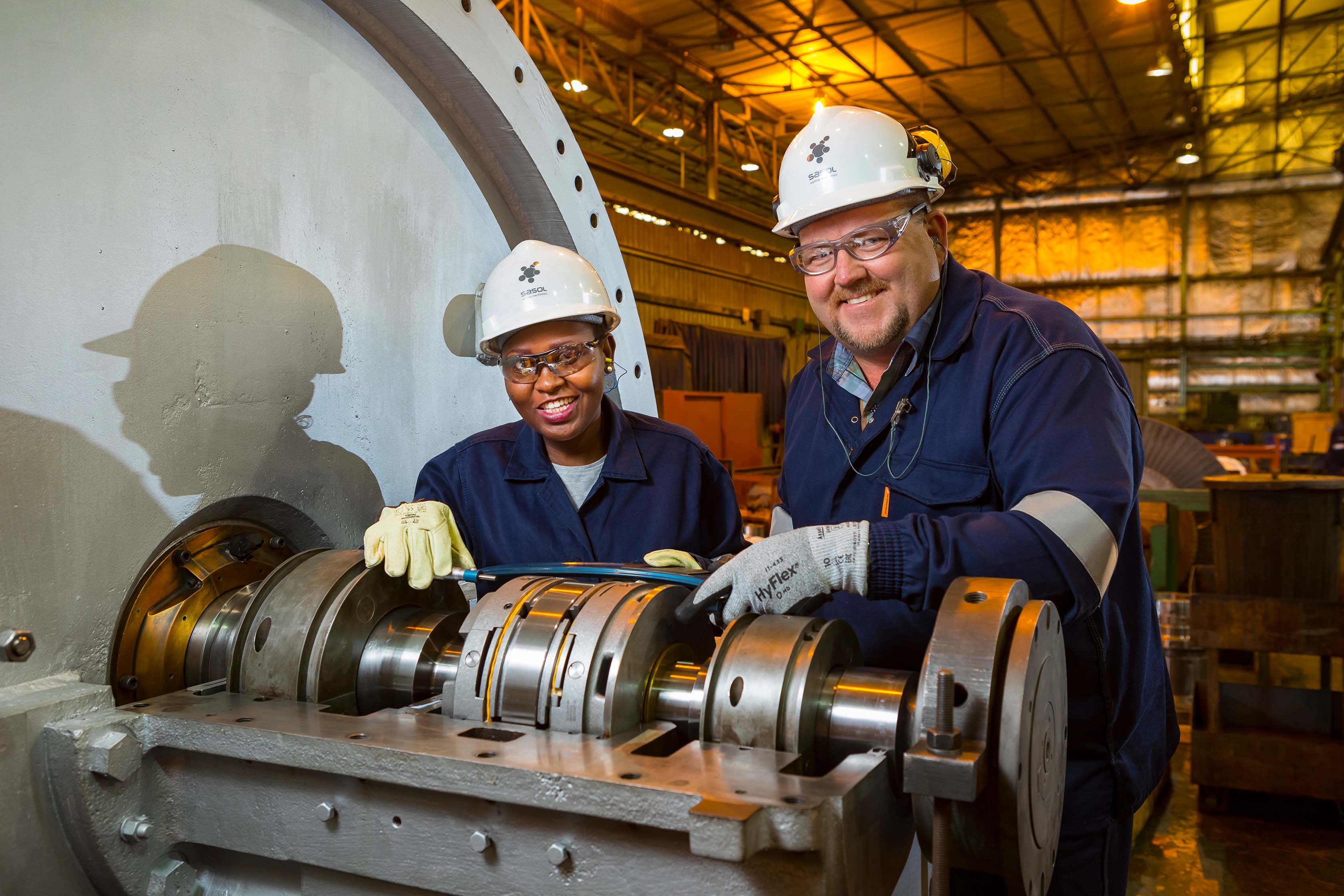 Sasol employees in training plant